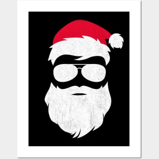 Funny Santa Claus with Sunglasses Christmas (Distrassed) Posters and Art